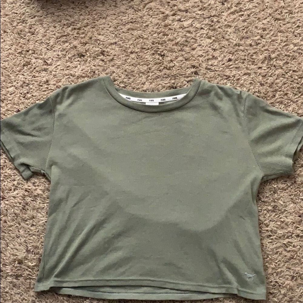 pink brand crop t-shirt